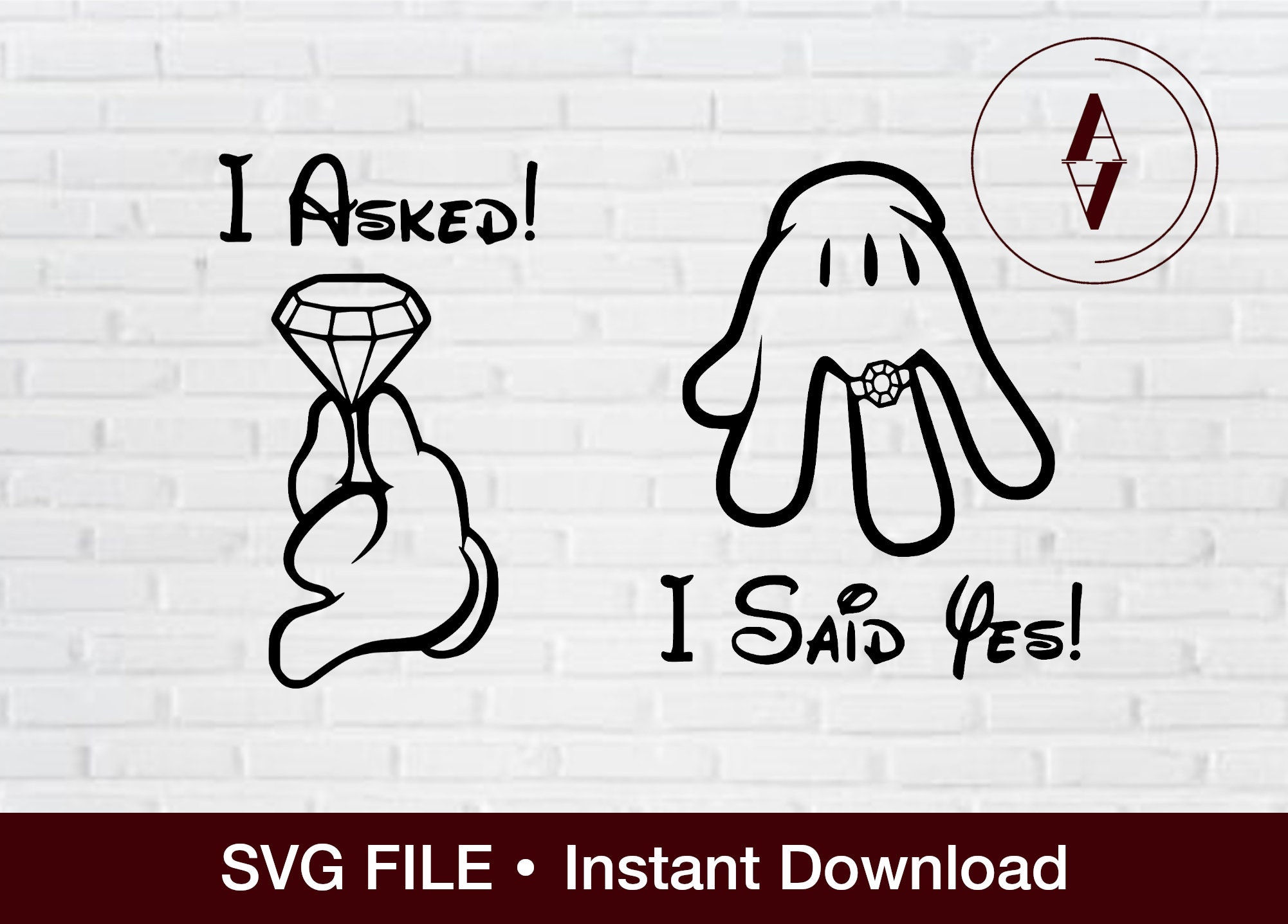 Disney Engagement SVG Files | I Asked | I Said Yes | Mickey and Minni…