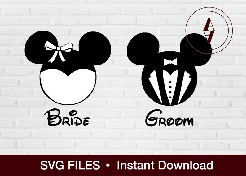 Download Disney Wedding SVG Files Minnie Bride Mickey Groom SVG | Etsy