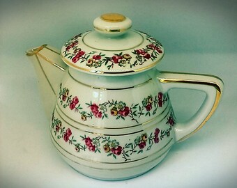Théière en porcelaine , théière motif floral, théière vintage,service à thé, thé