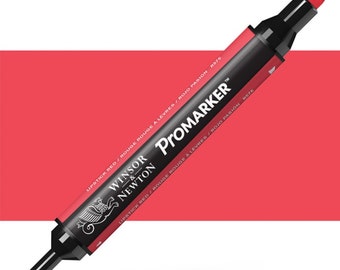 May include: A Winsor & Newton ProMarker in the color Lipstick Red (R576). The marker has a black barrel with white lettering and a red cap.
