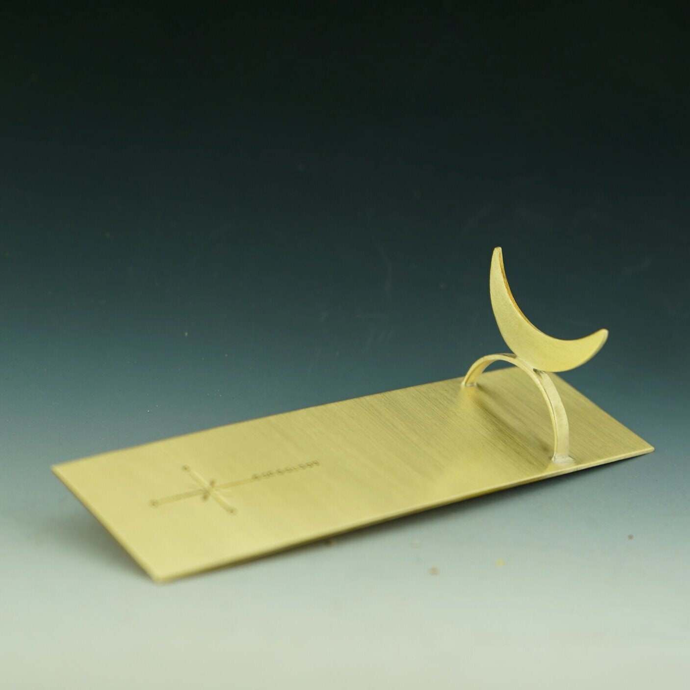 Palo Santo Brass Incense Holder Crescent Moon -Free Shipping Reiki Infused