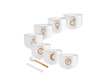 Meinl 7 Cosmic Crystal Singing Bowls - Planetary Chakra Set