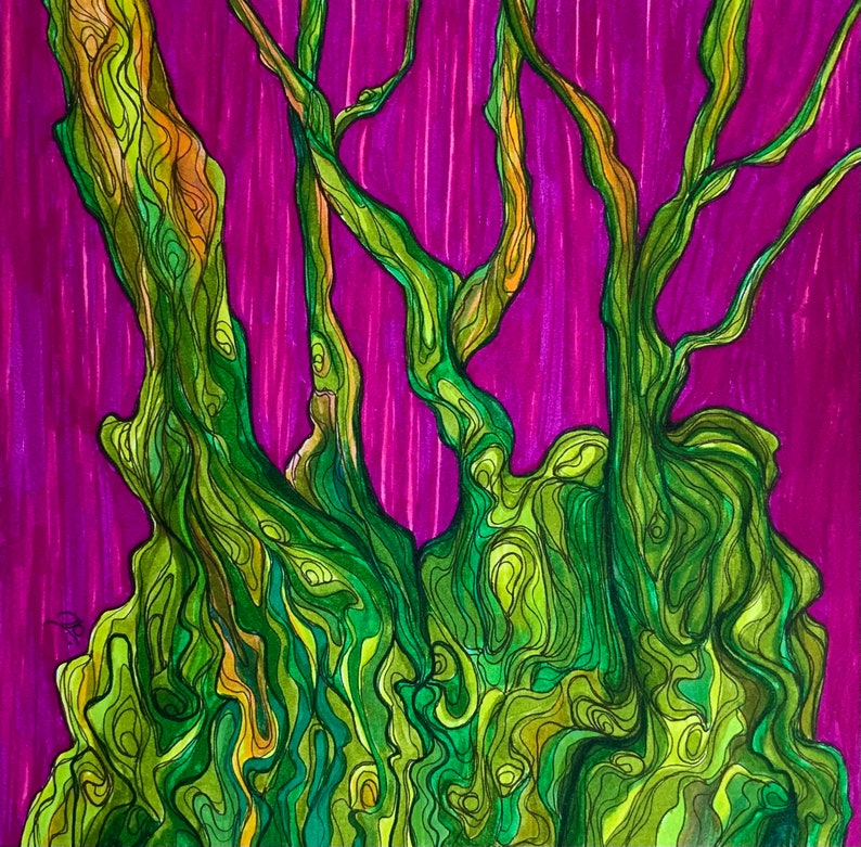 Bäume im lila Traum, ORIGINALZeichnung, Illustration Bild 1