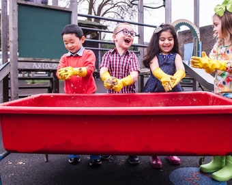 Rubber gloves for children, kids water play, small hands gloves, children washing up, little marigolds, kids gardening, mud kitchen gloves