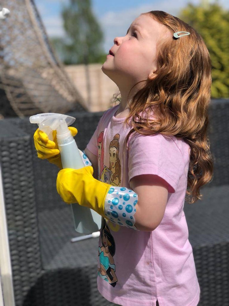 Small Rubber Gloves for Children, Kids washing up, gardening gloves, small marigold, kids chores, little hand protection, mud kitchen image 5