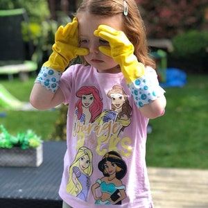 Small Rubber Gloves for Children, Kids washing up, gardening gloves, small marigold, kids chores, little hand protection, mud kitchen image 6