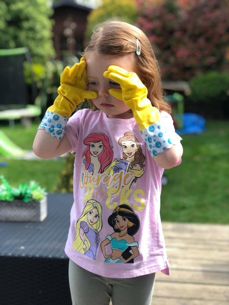 Small Rubber Gloves for Children, Kids washing up, gardening gloves, small marigold, kids chores, little hand protection, mud kitchen image 6