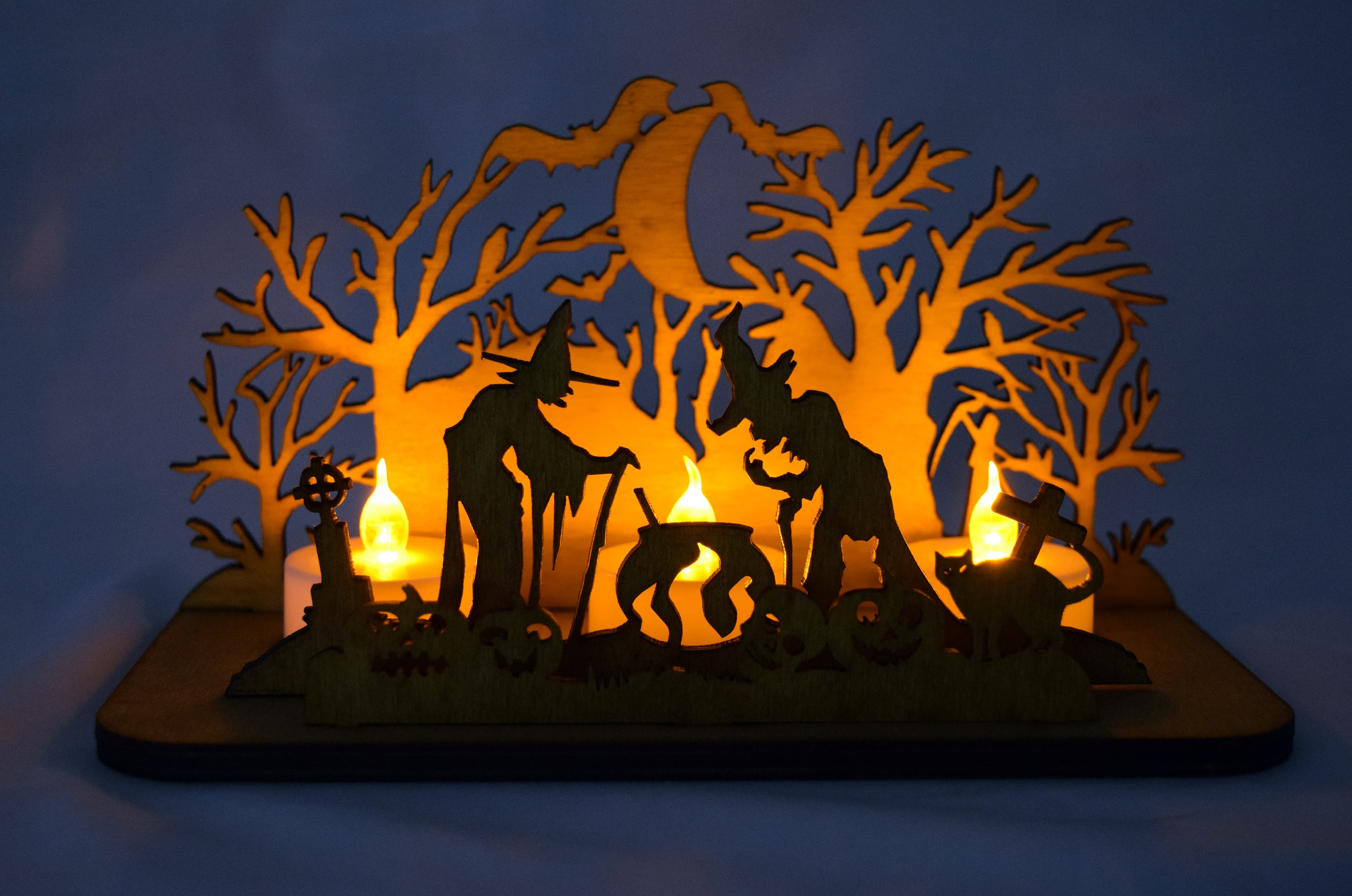 Halloween witches tea light decoration,  Halloween candle holder lase…
