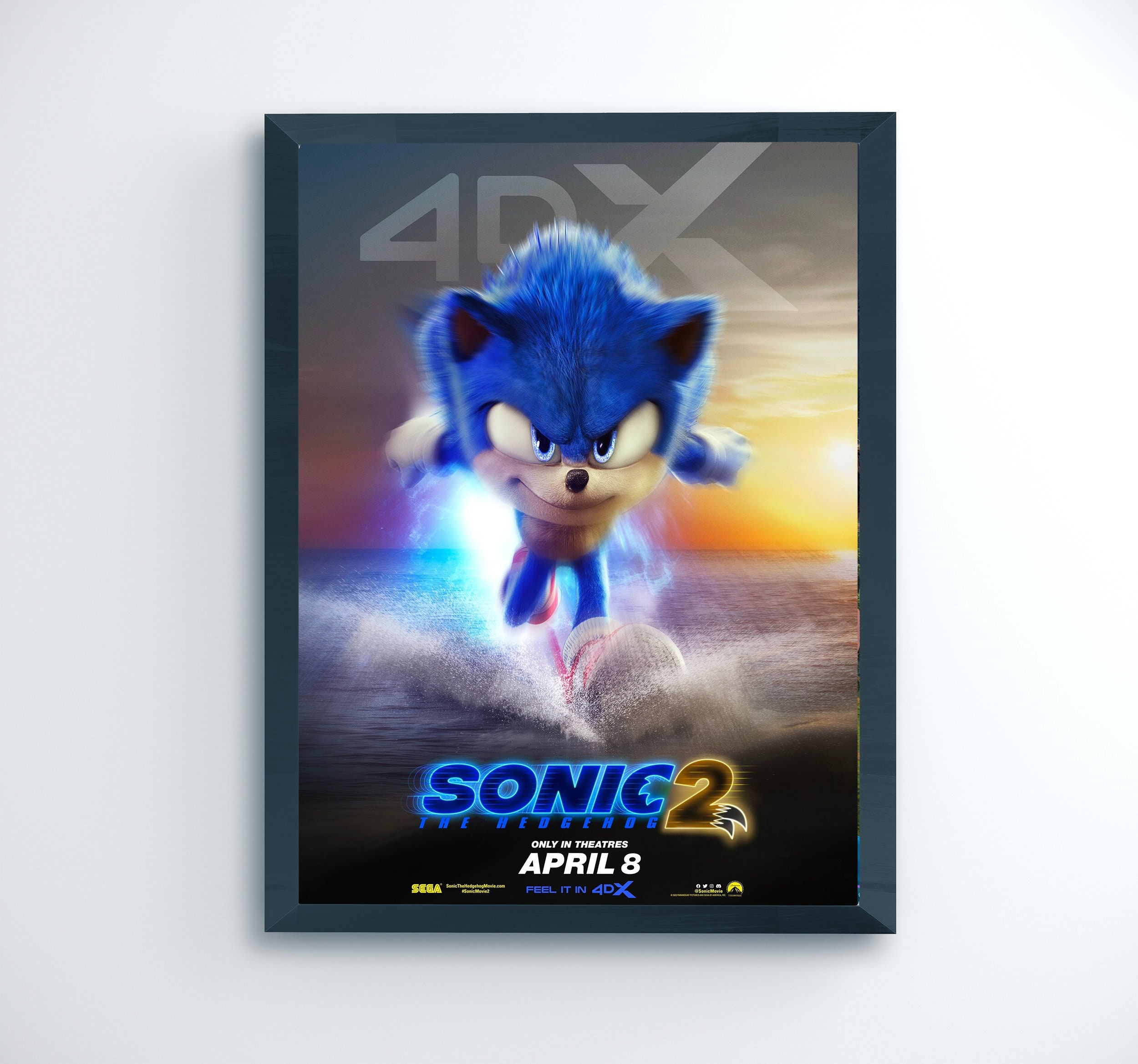 Sonic 2 Movie Poster Print 2022 Film Wall Art - Jolly Family Gifts