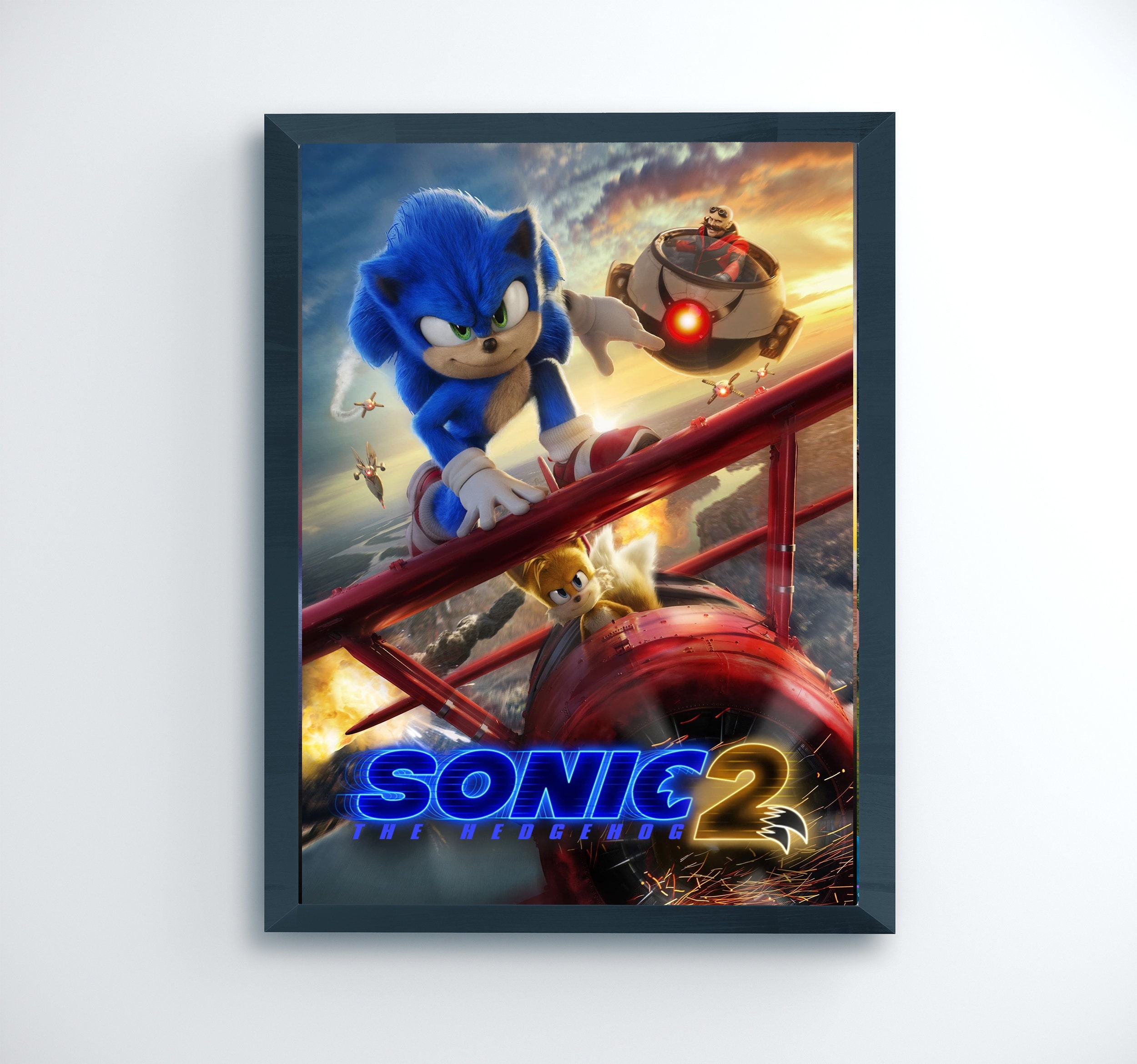 Quadro Sonic 2 O Filme 2022 Knuckles Pôster C/ Moldura A3