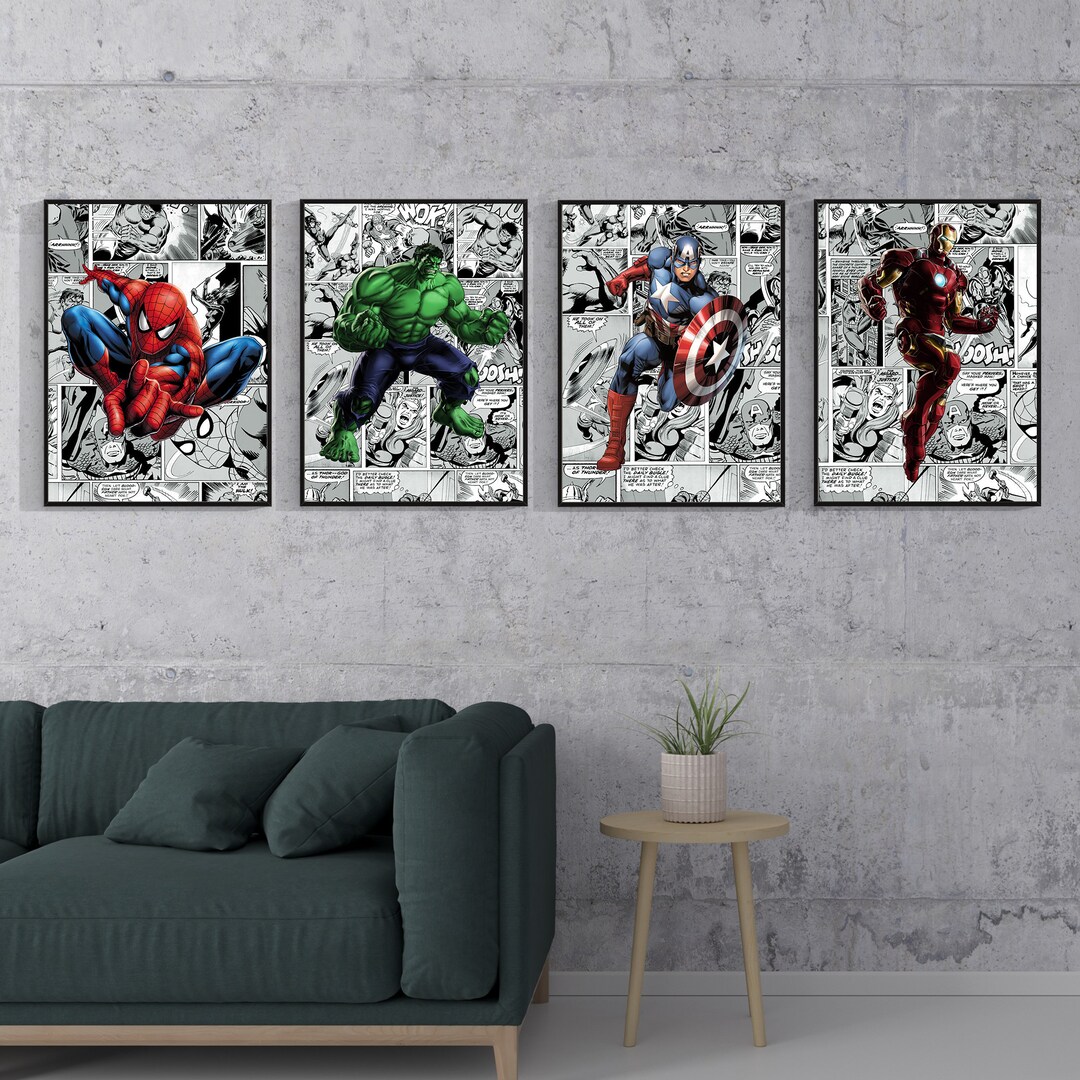 Superhero Kids Comic Bedroom Decor, Superhero Prints, Superhero Wall ...