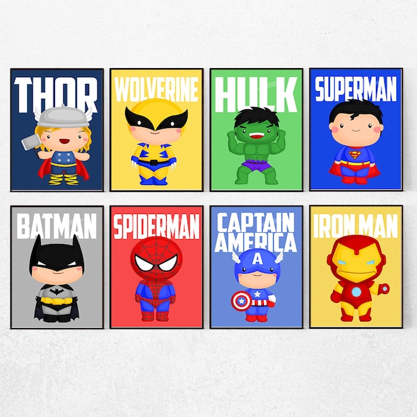 Superhero Kids Bedroom Decor, Superhero Prints, Superhero Wall Art, Superhero Comic Print, Nursery Decor, Playroom Wall Art