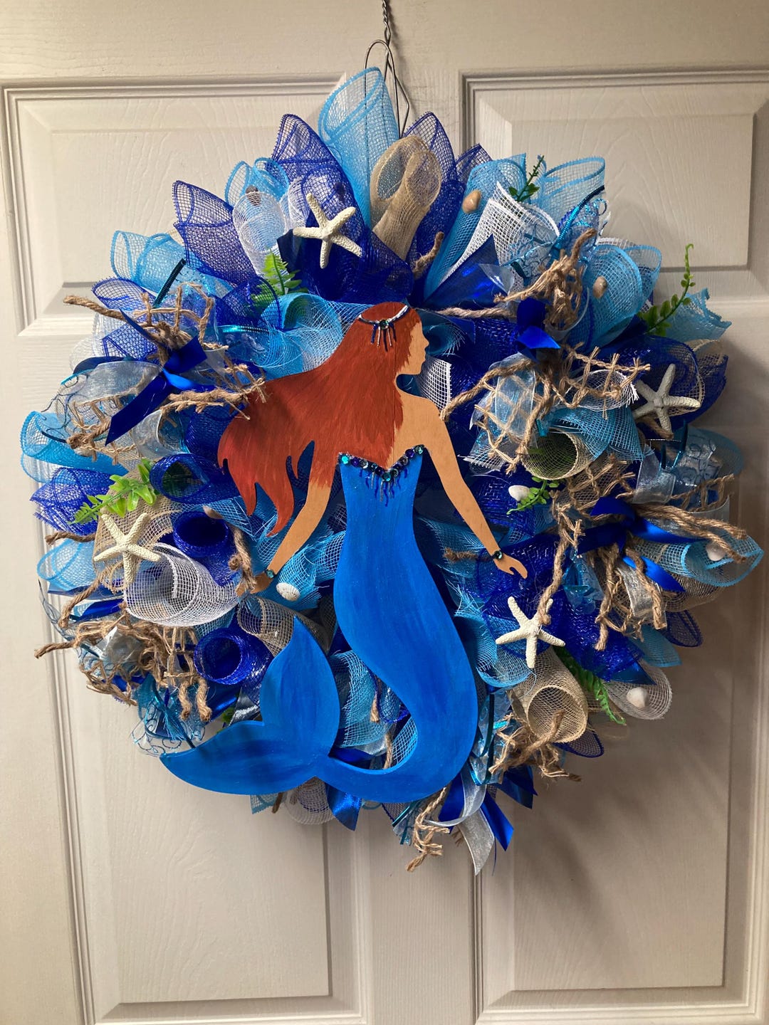 Mermaid Wreath, Summer Beach Decor, Handcrafted Coastal Door Hanger - Etsy