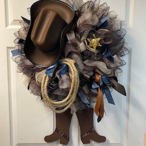 Cowboy Wreath, Award Winning Western wreath, Farmhouse Decor, Personalized Gift