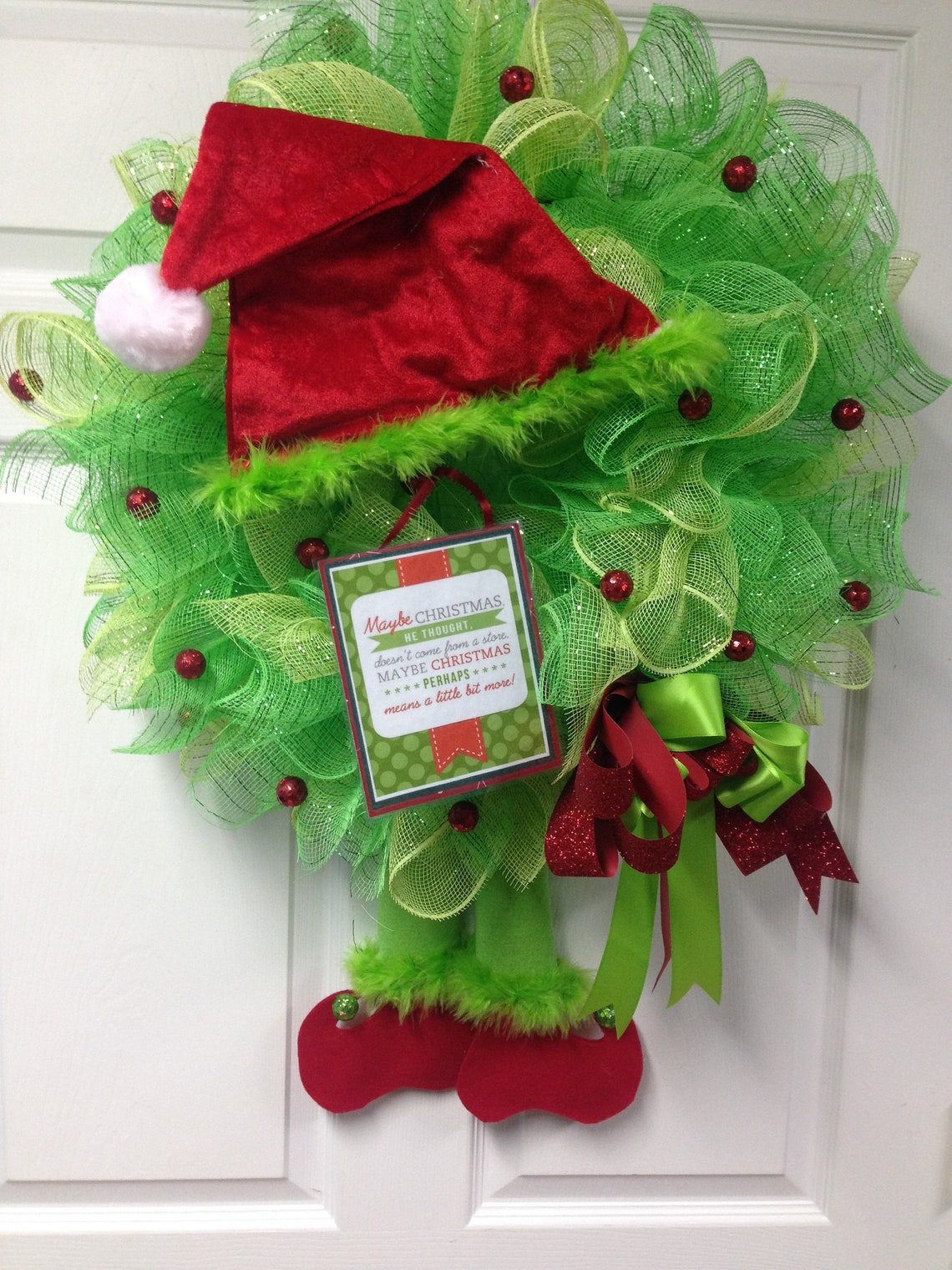 Grinch Wreath Whoville wreath Front Door Holiday Wreath Etsy