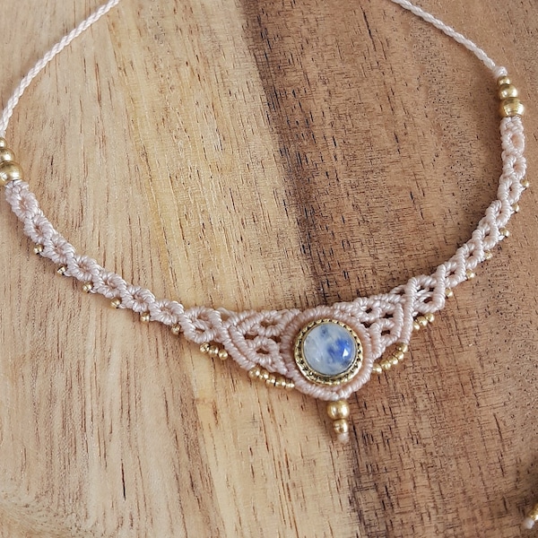 Moonstone Choker~  Labradorite ~ Lapislazuli ~  Mineral stone necklace ~ Bohemian choker ~ Handmade jewelry ~ Chakra balancing stone