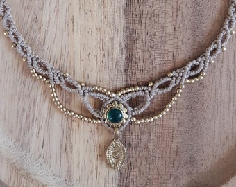 Handmade choker necklace ~ Boho charm necklace ~ Micromacrame ~ Bohemian jewelry ~ Mineral stone choker ~ Tiara ~ Boho design ~ Boho gift