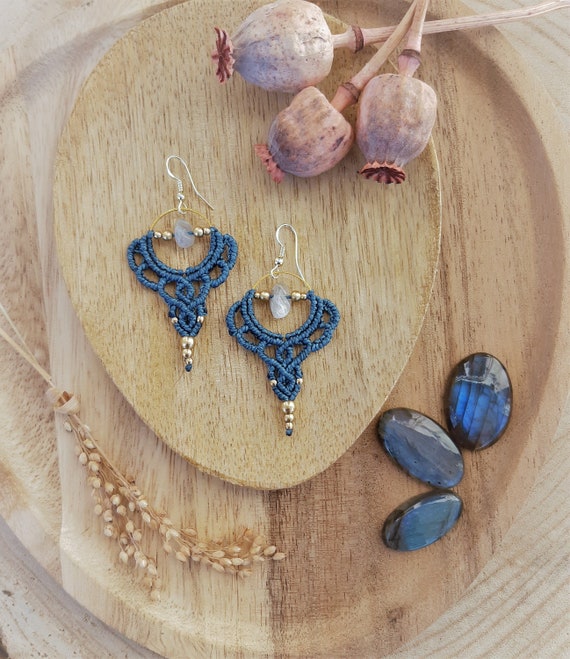 Labradorite Macrame Earrings Boho Earrings Bohemian Bridal