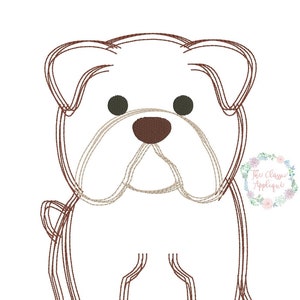 Bulldog puppy doodle vintage stitch, quick stitch, bean stitch machine embroidery design file