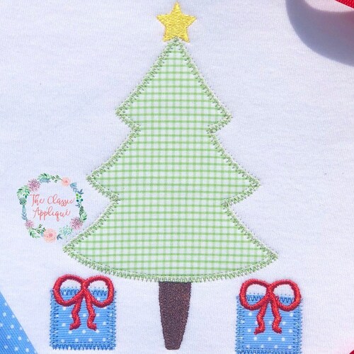 LOVE Christmas Tree Zig Zag Applique Design File Digital Etsy