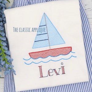 Summer sailboat sketch fill, light fill, quick stitch machine embroidery design file