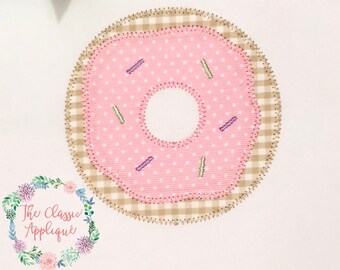 Donut with sprinkles zig zag applique machine embroidery design file