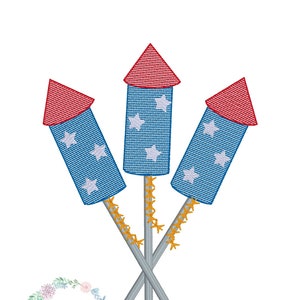 Patriotic fireworks for the Fourth of July sketch fill, light fill, quick stitch machine embroidery design file