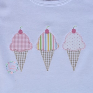 Sommer Eiszapfen Trio mit Kirschen Zick Zack Applikation Stickdatei Stickdatei
