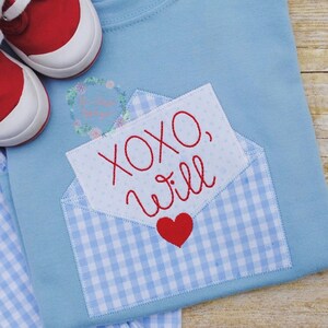 Sobre de San Valentín con sello de corazón y carta para niño y niña zig zag aplicación máquina bordado archivo de diseño