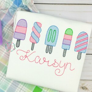 Summer popsicles sketch fill, light fill, quick stitch machine embroidery design file
