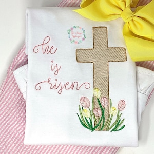 Easter cross with Spring tulip flowers sketch fill, light fill, quick stitch machine embroidery design file