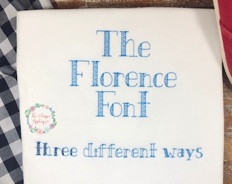 Florence sketch fill, light fill quick stitch vintage stitch font machine embroidery design in four different sizes