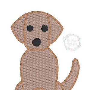 座っているラボの子犬のミニフィルステッチマシン刺繍デザイン