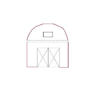 mini barn vintage stitch, quick stitch, bean stitch sketch embroidery design file in 1 inch and 2 inch