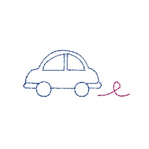 mini quick vintage stitch car with trail design file for embroidery