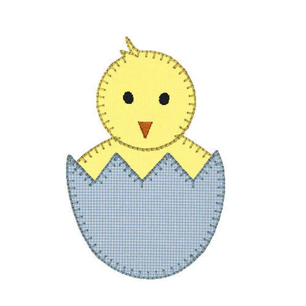 Easter egg boy chick in egg blanket stitch finish machine embroidery design file