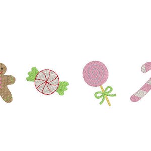 Christmas mini fill embroidery gingerbread girl, peppermint, lollipop, candy cane embroidery design file