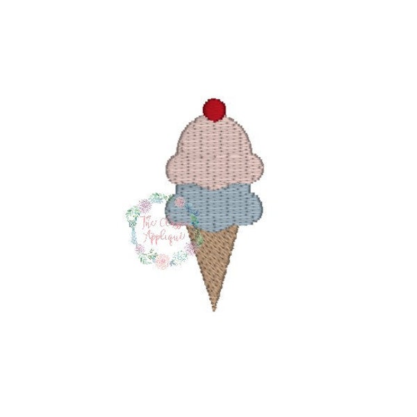 summer double scoop ice cream cone mini fill stitch machine embroidery design file