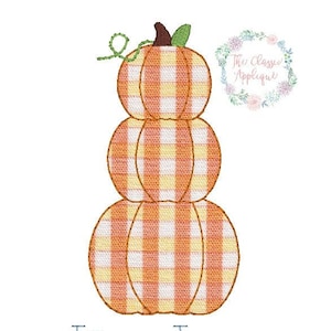 Fall pumpkin stack vintage bean stitch applique machine embroidery design file by The Classic Applique