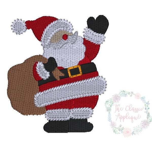 Christmas Santa Claus with toy sack mini fill stitch machine embroidery design file