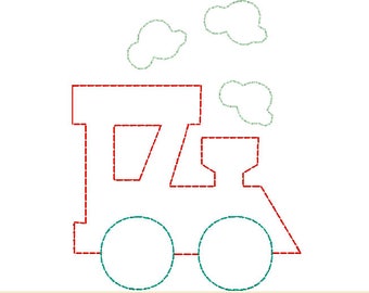 choo choo train with steam puffs vintage quick stitch design file for embroidery
