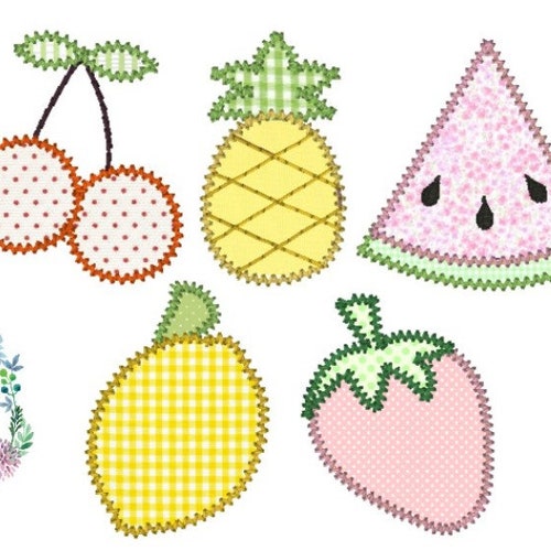 5 Separate Zig Zag Applique Fruit Designs Including a Cherry Etsy