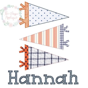 Football sports pennants bean stitch, vintage stitch, vintage applique machine embroidery design file by The Classic Applique