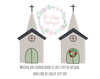 iglesia, capilla con campanario mini relleno máquina de coser bordado archivo de diseño