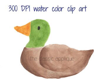 Mallard duck clip art, hand painted watercolor clip art, hunting clip art. boy, fall