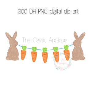 Easter Bunnies holding carrots PNG printable