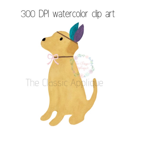 Chien de fille de Thanksgiving avec la coiffe indienne d’aquarelle d’aquarelle PNG imprimable fichier d’aquarelle numérique pour sublimation, HTV, marchandises en papier, plus