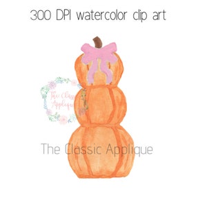 Herbst Mädchen Herbst Kürbis Stapel mit rosa Schleife Aquarell PNG ClipArt Grafik