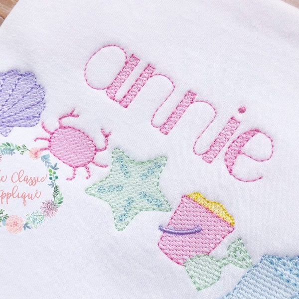 Annie sketch fill, vintage stitch, quick machine embroidery design font in .75 inch, 1 inch, and 1.25 inch