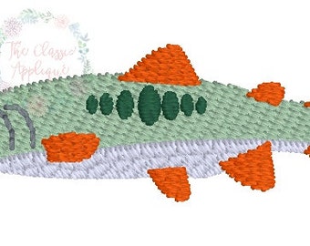Fish trout, bass mini fill stitch machine embroidery design file